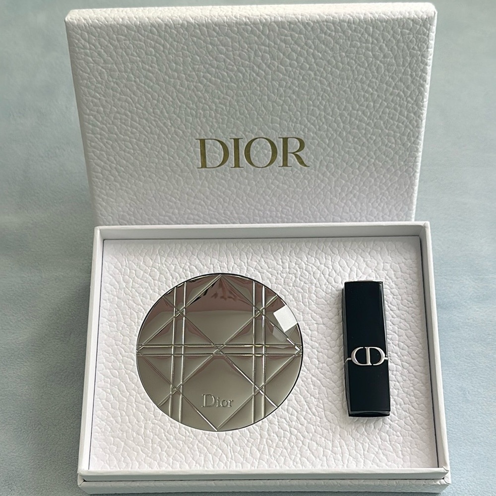 🧰 DIOR | DIOR BEAUTY SILVER POCKET MIRROR AND ROUGE DIOR LIPSTICK MINI